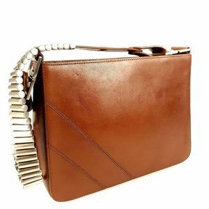 RARE Armani Brown Leather Hard Box Shoulder Bag
